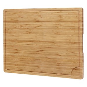 Extra Large Bamboo Butcher Block Cutting Board 24x18 Inch Over Sink Chopping Board with Juice Groove and Handle - 1 of 4