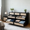 Rattan 7 Drawer Dresser, 55in Wide 7 Chest of Drawers with Metal Handles and Wooden Sturdy Base for Bedroom Living Room Nursery - 3 of 4