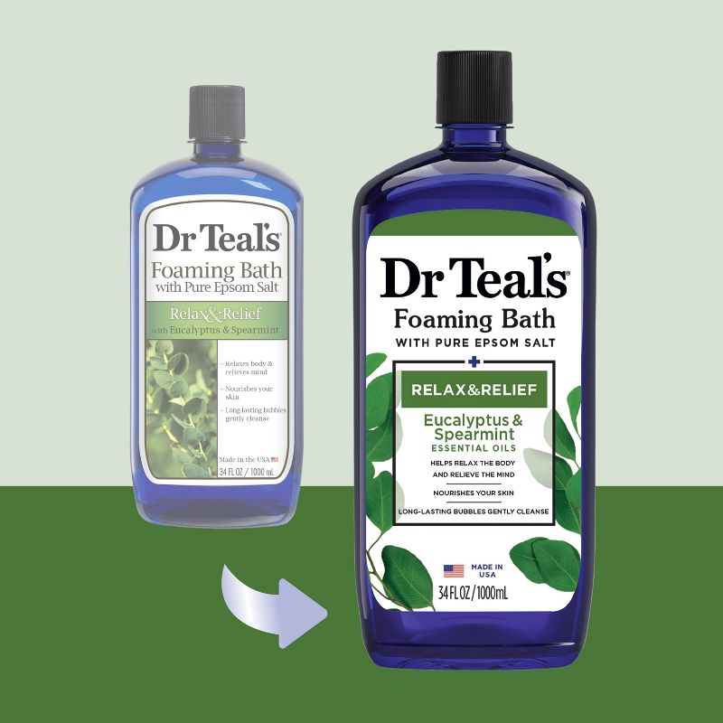 Dr Teal&#39;s Relax &#38; Relief Eucalyptus and Spearmint Foaming Bubble Bath - 34 fl oz, 3 of 14