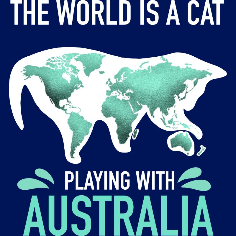 Junior's Design By Humans The World Is A Cat Playing With Australia Map By ZeusSE T-Shirt, 2 of 4