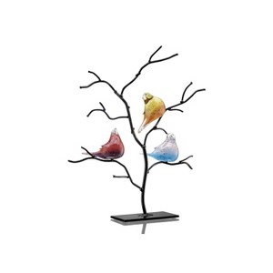SPI Home AG Bird Trio on Tree Glass and Iron Sculpture – Artistic Nature Accent for Shelf or Entryway, 21.5" Tall - 1 of 3