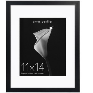 Americanflat 11x14 Picture Frame with Shatter-Resistant Glass - Use as 8x10 Frame with Mat or 11x14 Frame Without Mat - Soho Collection - Black - 1 of 4