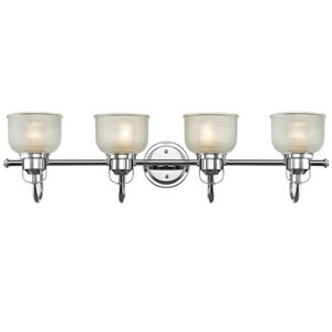 Chloe Lighting Lucie Industrial-Style 4 Light Chrome Finish Bath Vanity Wall Fixture Clear Prismatic Glass 34" Wide - 1 of 3