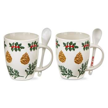 Tag Pine Tree&Snowflake Large Hand Warmer Coffee Mug/Cup Rt Handed Rare