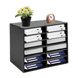 YIYIBYUS Desktop Literature Organizer Adjustable File Sorter 12 Compartment, Black - 1 of 4