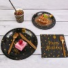 Angel Sar 201Pcs Black Gold Birthday Party Supplies, 25 Guest Disposable Dinnerware Set with Plates, Cups, Cutlery, Napkins, Tablecloth - 2 of 4