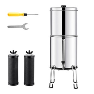 VEVOR Gravity-fed Water Filter System, 2.25G 304 Stainless-Steel Countertop System, Water Filtration System, Reduces Lead and up to 99% of Chlorine - 1 of 4