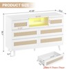 Entryway Rattan 6 Drawer Dresser with Charging Station, Led Lights, Wooden Natural Dresser for Bedroom, Modern Farmhouse Chest of Drawers - 3 of 4