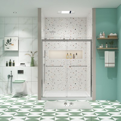 NicBex Shower Door 56-60" Wx74"H Bypass Sliding Shower Door with 5/16" (8mm) Tempered Glass with Reversible Installation