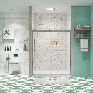 NicBex Shower Door 56-60" Wx74"H Bypass Sliding Shower Door with 5/16" (8mm) Tempered Glass with Reversible Installation - 1 of 4