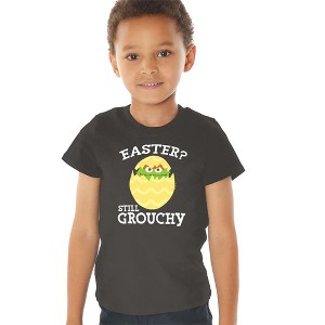 Sesame Street Still Grouchy Easter Kids T Shirt for Toddlers, Charcoal - 1 of 4