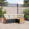 vidaXL 5 Piece Patio Sofa Set with Cushions Black Poly Rattan - Black and Cream Without Table - 2 of 4