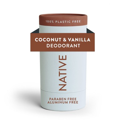 Native Plastic Free Deodorant  for Women & Men - Coconut & Vanilla - Aluminum Free - 2.65oz