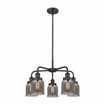 Bell - 5 Light Stem Hung Chandelier In Art Deco Style-14.75 Inches Tall and 23 Inches Wide