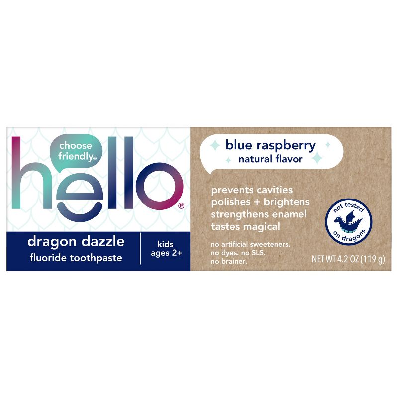 hello Dragon Dazzle Blue Raspberry Fluoride Toothpaste - 4.2oz, 3 of 10
