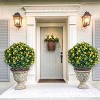 23in Artificial Topiary Flower with Ground Spike-Artificial Topiary Ball Trees with Rose Flowers- PE Fake Plants with Metal Stakes for Indoor and Out - 2 of 4