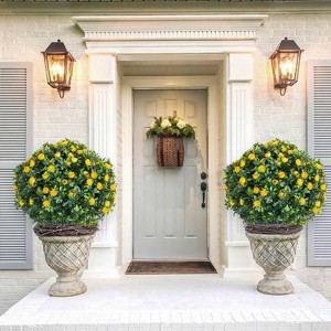23in Artificial Topiary Flower with Ground Spike-Artificial Topiary Ball Trees with Rose Flowers- PE Fake Plants with Metal Stakes for Indoor and Out - 1 of 4