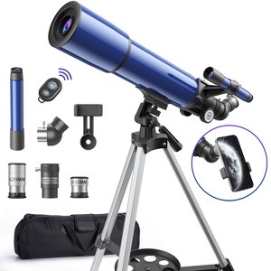 HONGGE Telescope 80mm Aperture 500mm with 20-150X Magnification Portable Astronomical Refracting Telescopes with Complete Accessories - 1 of 4
