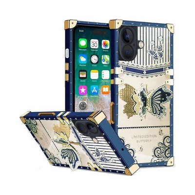 Entronix Case Compatible with iPhone 16 Plus - [Rectangular] Luxury Butterfly Grip Stand