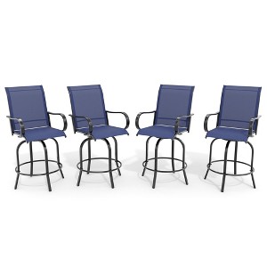 Outdoor Swivel Bar Stools Set of 2, Patio Swivel Bar Stools Chair, All Weather High Back and Armrest Patio Chairs for Deck Lawn Garden Backyard - 1 of 4