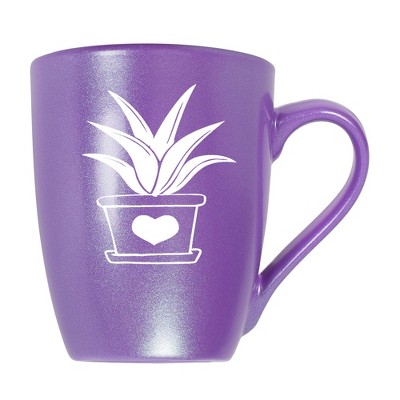 Elanze Designs Botanical Succulent Nature Coffee Cup Mug 10 Ounce Ceramic With Shimmery Metallic Finish Elegant Minimalist Aloe in Heart Planter