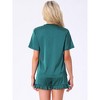 INSPIRE CHIC Women's Short Sleeve V Neck Lounge Set Frill Elastic Waist Pajama Sets - 4 of 4