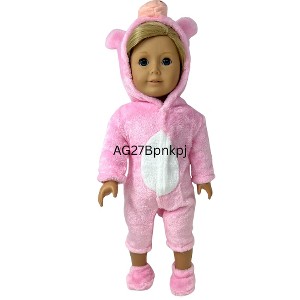 Soft Furry One-Piece Pajamas with Matching Slippers for 18-Inch Girl Dolls - 1 of 4