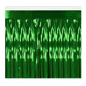 Beistle 2-Ply Metallic Fringe Drape, 15" x 10', (1/Pkg) Green - 1 of 4