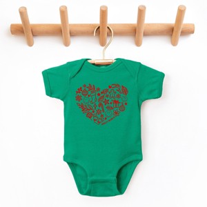 SmileyWorld Christmas Outline Heart - Baby Short Sleeve Graphic Bodysuit - 1 of 4