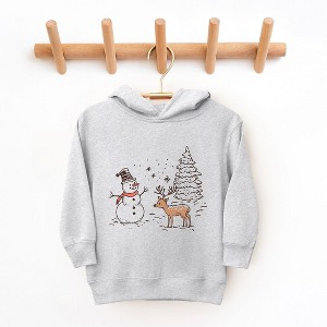 The Juniper Shop Deer Snowman Scene Toddler Graphic Hoodie - 1 of 3