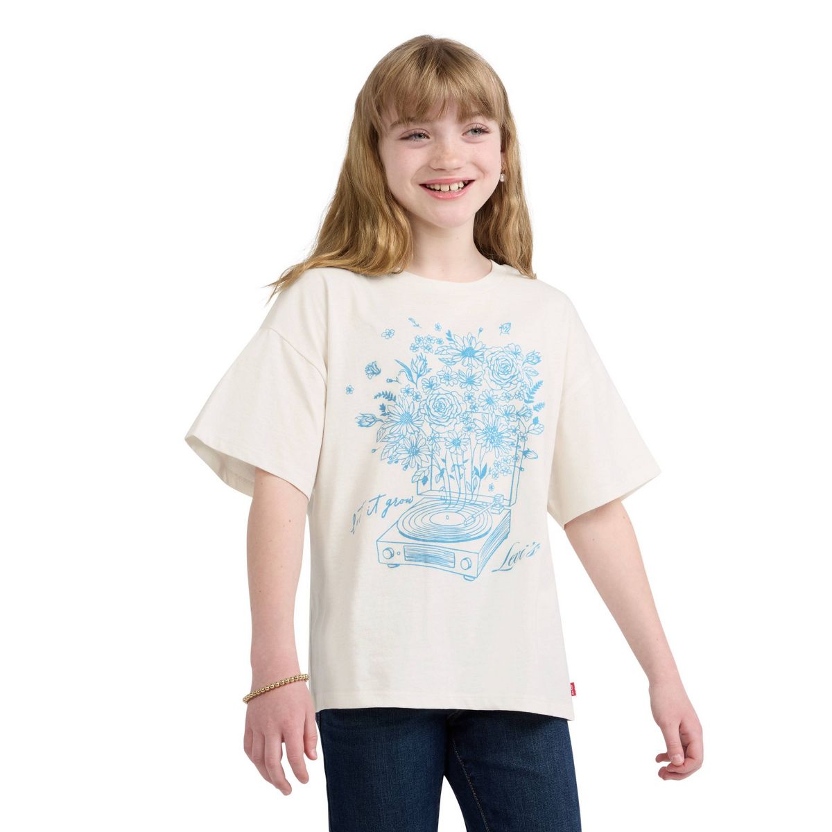 Levi's® Girls' "Let It Grow" Oversized T-Shirt White