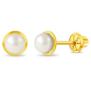 Girls' Formal Cultured Pearl Screw Back 14k Gold Earrings - In Season Jewelry - 1 of 4