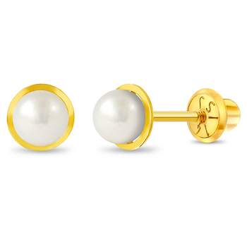 Girls' Formal Cultured Pearl Screw Back 14k Gold Earrings - In Season Jewelry