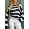 V For City 2025 Winter New Women's Round Neck Striped Loose Slouchy Long Sleeve Knit Sweater - 3 of 4