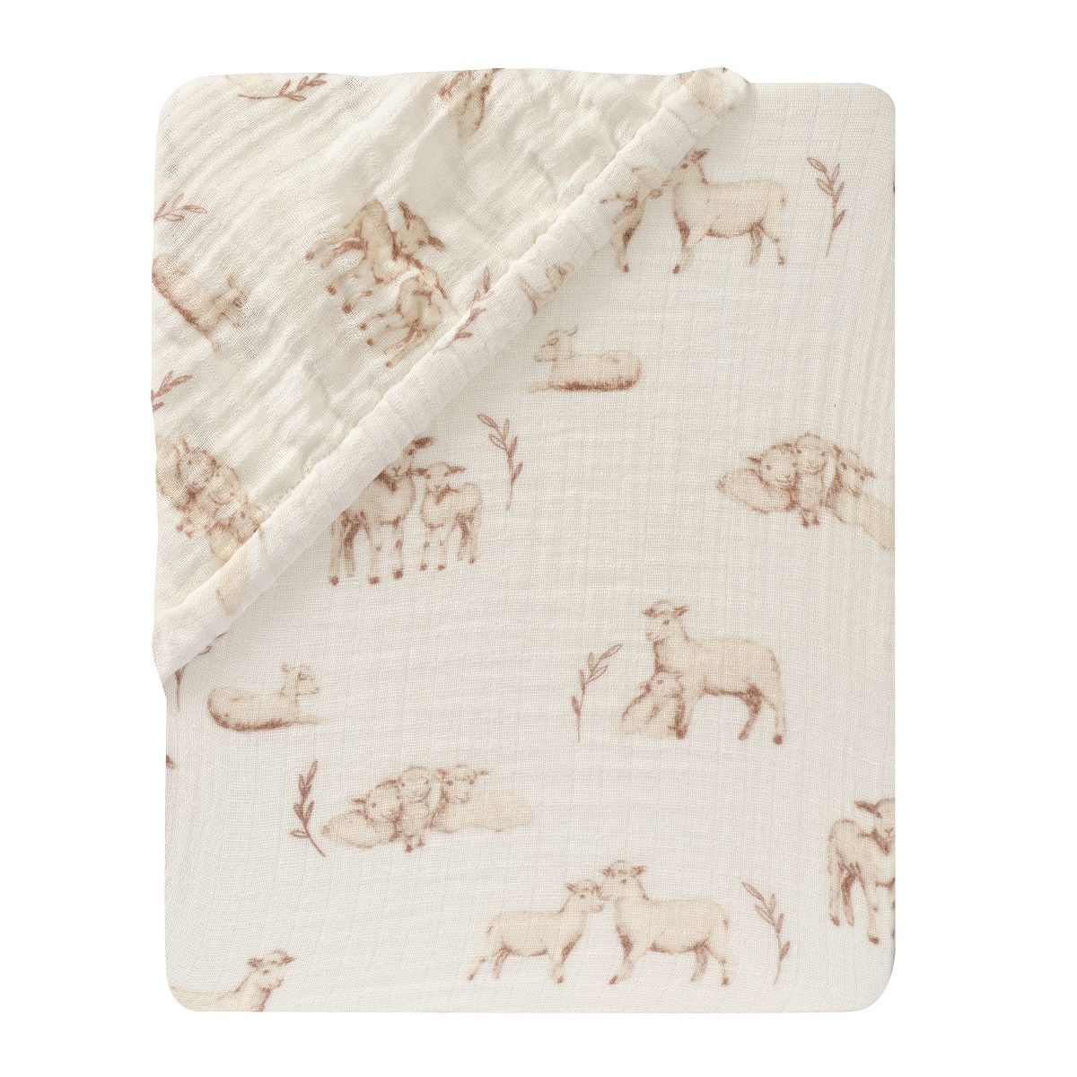 Lambs & Ivy Signature Organic Cotton Muslin Lamb Fitted Crib/Toddler Sheet - thumbnail 5