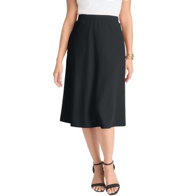 Jessica London Women's Plus Size Knit Crepe Midi Flare Skirt