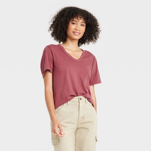 Women's Sensory Friendly Short Sleeve V-Neck T-Shirt - Universal Thread™ - image 1 of 3