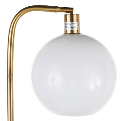 Contemporary White & Gold Marble-Base Floor Lamp with Side Table
