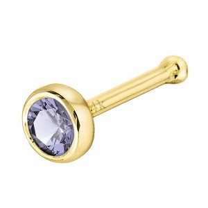 Jewelry Avalanche 22G 14K Gold Bezel-set Tanzanite Ball-end Nose Stud - 1 of 3