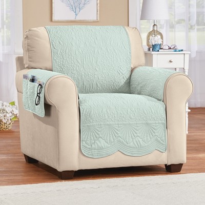 Seafoam Green Textured Shell Edge Chair Furniture Protector