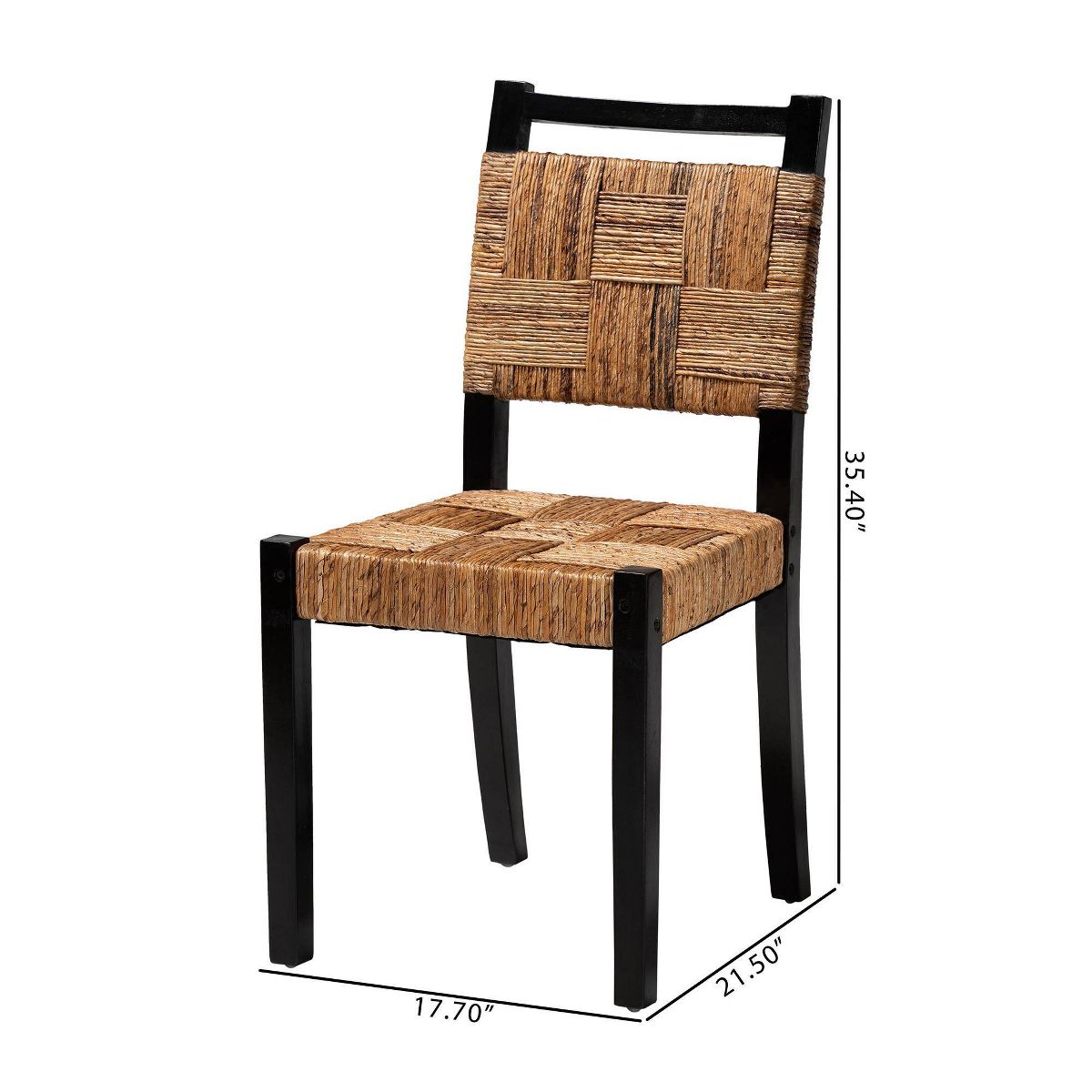 bali & pari Raniya Handwoven Seagrass Set of 2 Dining Chair Natural Brown/Black - thumbnail 2