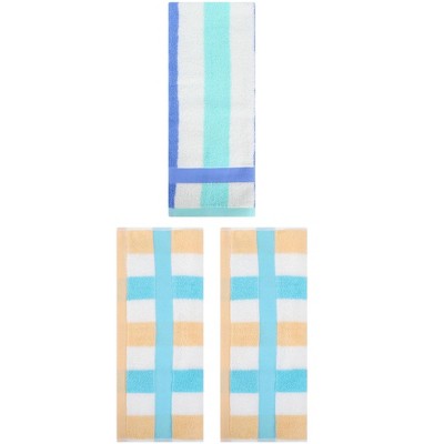 REGALWOVEN 3 Pack Striped Cotton Bathroom Decorative Hand Towels 13" x 29"