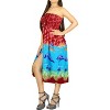 LA LEELA Women's House Daily Routine Evening Wear Ruffle Tube Top Midi Evening Casual Backless Dress Strapless for Women One Size Red, Flamingo - 2 of 4