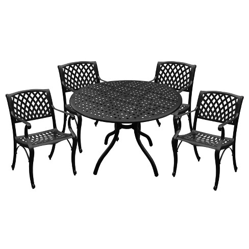  Mesa redonda de patio para muebles de exterior negra y  transparente de 31.5 pulgadas : Patio, Césped y Jardín