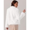 Seta T Women's Fleece Cropped Faux Fur Long Sleeve Pockets Shaggy Warm Winter Jacket - 4 of 4