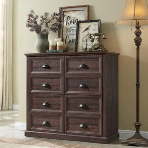SinCiDo Farmhouse Dresser with 8 Drawer, 39" Tall Dressers & Chests for Bedroom, Wood Rustic Bedroom Dresser for Living Room - 1 of 4