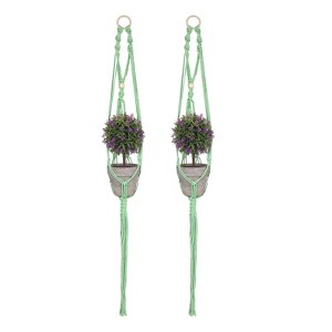 Unique Bargains Handmade Cotton Rope Hanging Basket Holder 39 Inch Green 2-Pack - 1 of 4