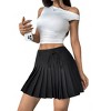 Womens Casual Pleated Skirt with Waist Bow Tie Detail High Waist Mini Skirts - 2 of 4