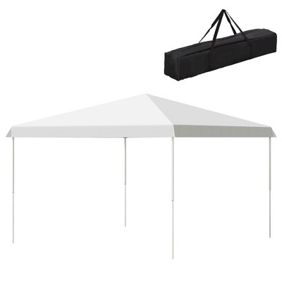 DOMETOUR Outsunny 13' x 13' Pop Up Canopy Tent, Adjustable Height, Wheeled Carry Bag, Outdoor Patio Party Shelter, White