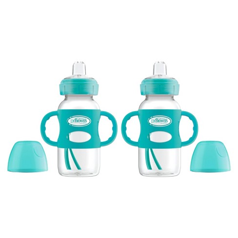 Dr. Brown's Milestones Sippy Straw Bottle with Silicone Handles - Aqua